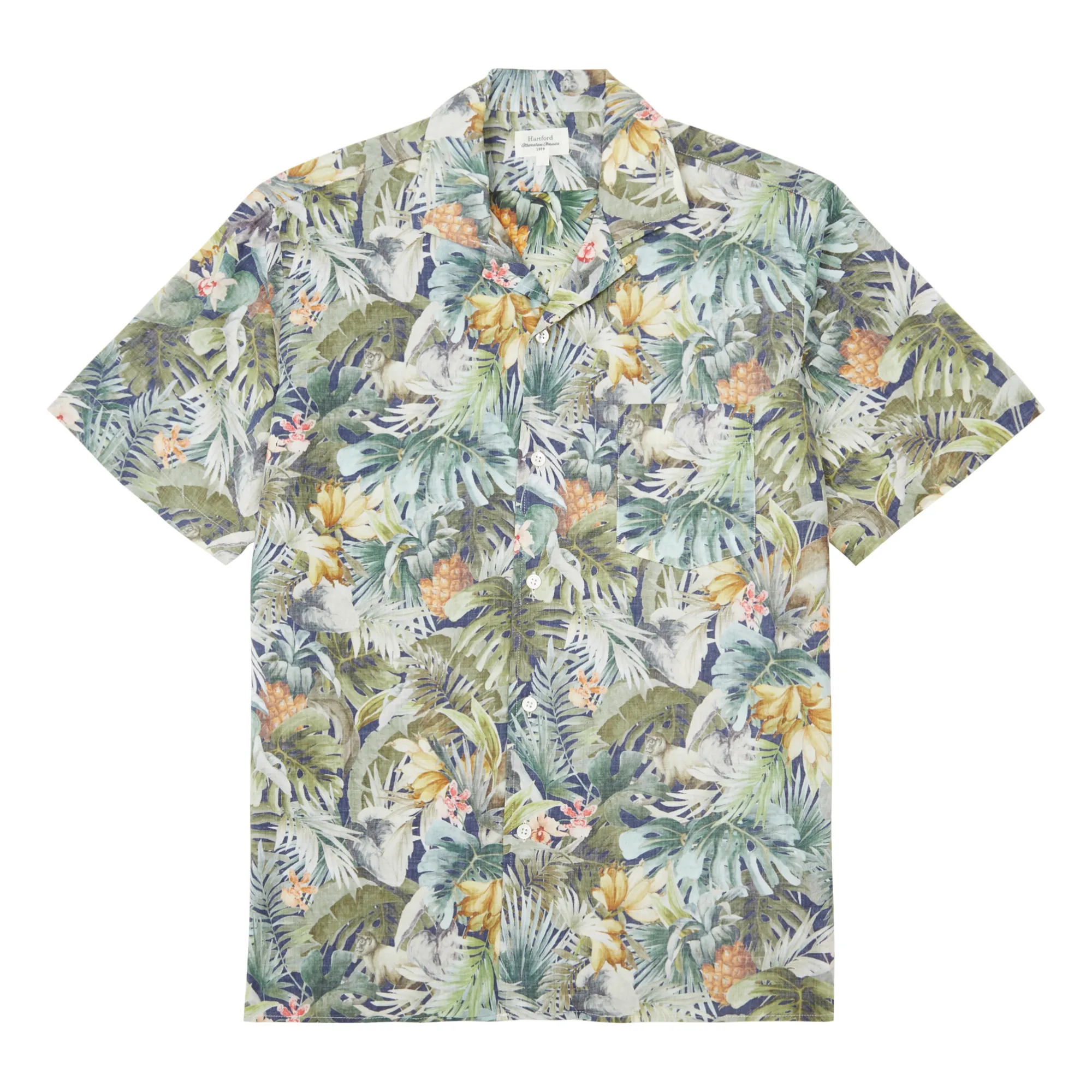 Hartford Navy Blue Palm Shirt