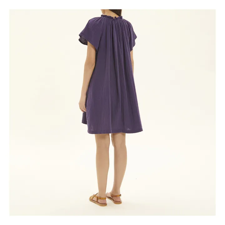 Doria Vestido de gasa de algodón | Violeta- Imagen del producto n°4