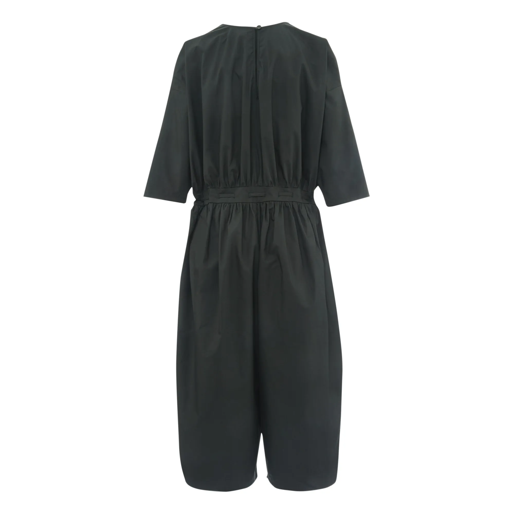 Black Crane Gathered Jumpsuit in newest dark charcoal linen and tencel XS