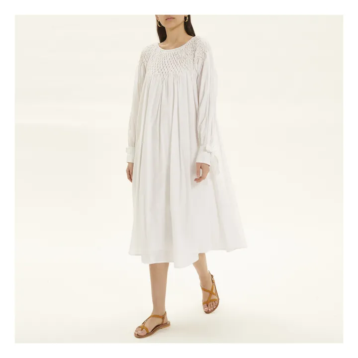 Kleid Cecile Gesmockt | Weiß- Produktbild Nr. 3