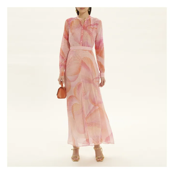 Silk Chiffon Printed  Skirt "Dream" | Pink- Product image n°3