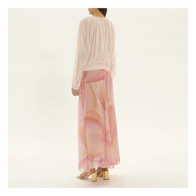 Camicetta in seta e cotone annodata in stile bohémien | Rose poudré