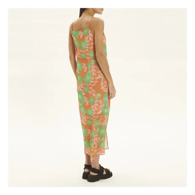 Vestido de tirantes estampado Materiales reciclados | Naranja