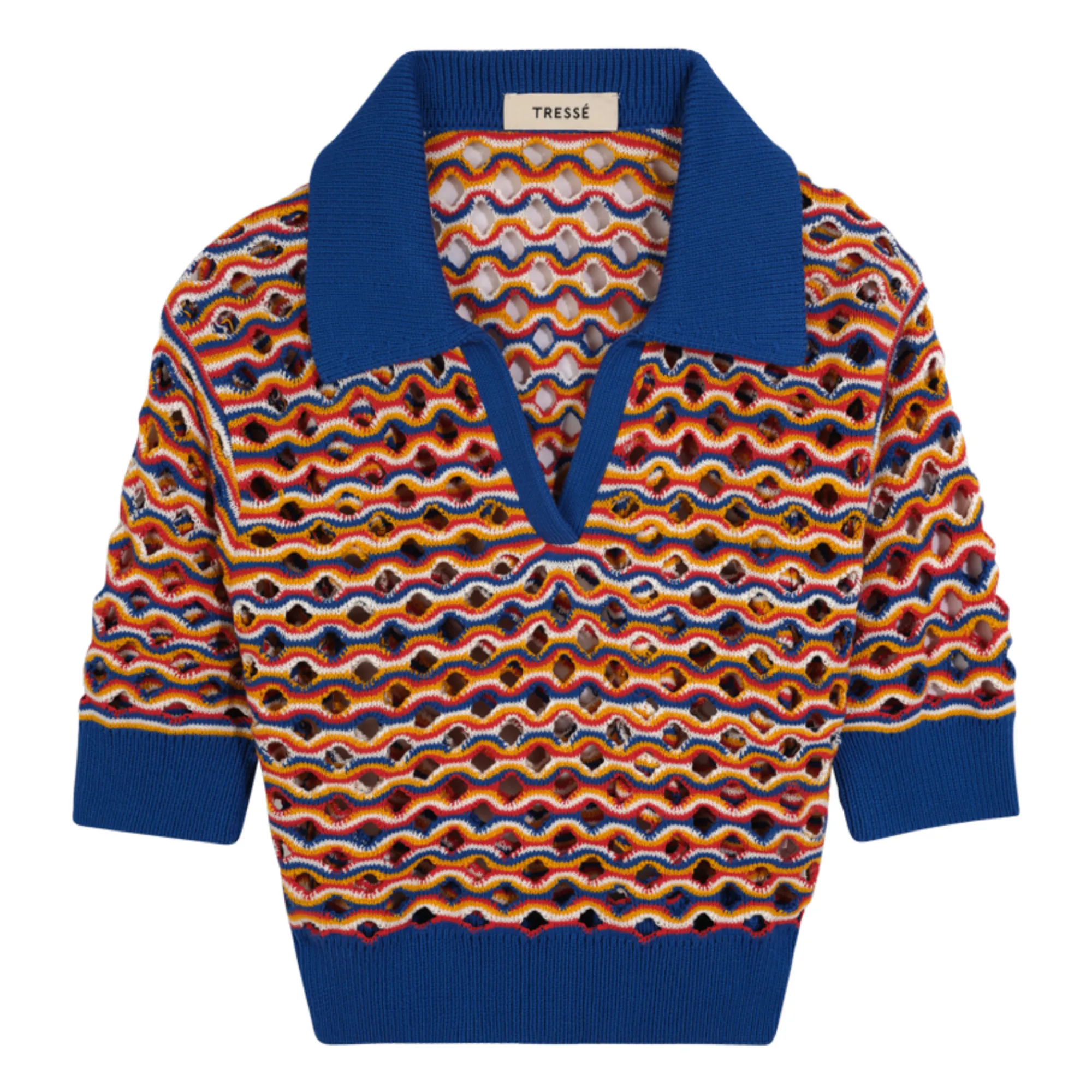 Tressé Blue Marti Knitted Polo Shirt