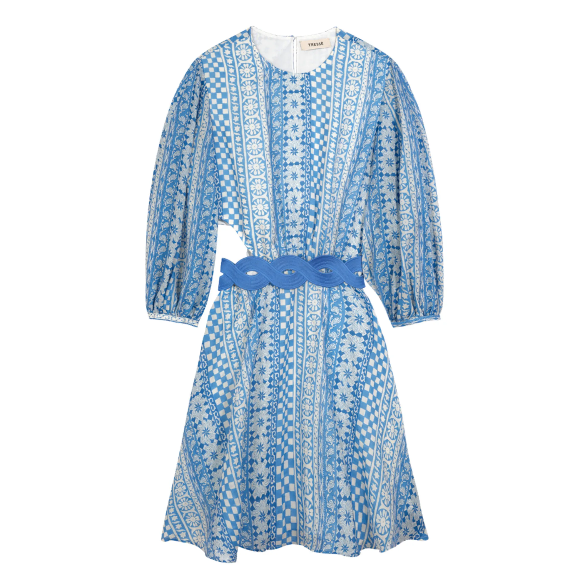 Tressé Blue Roni Ramie Pacific Patchwork Dress