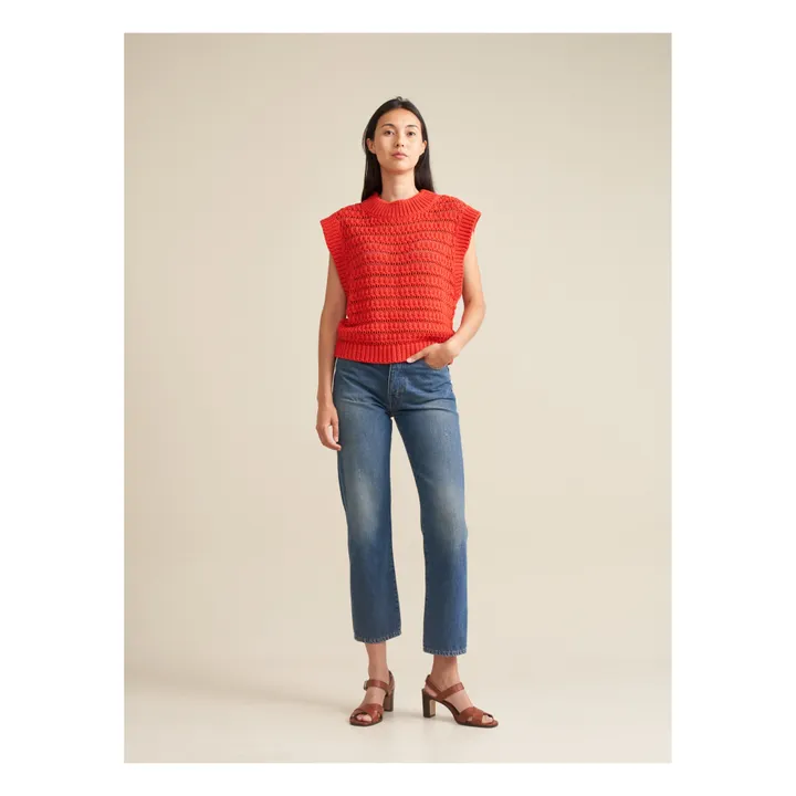 Aiten Organic Cotton Sweater - Women’s Collection | Rouge coquelicot- Product image n°1