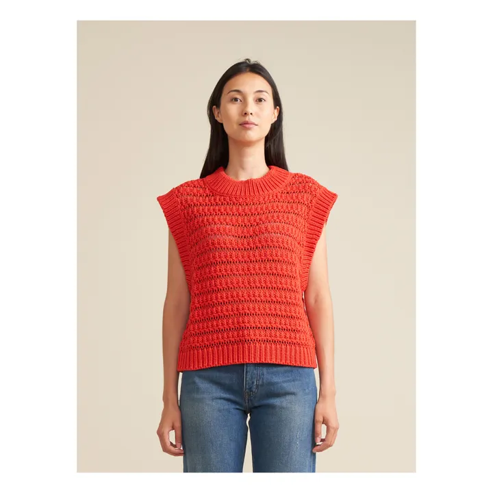 Aiten Organic Cotton Sweater - Women’s Collection | Rouge coquelicot- Product image n°2