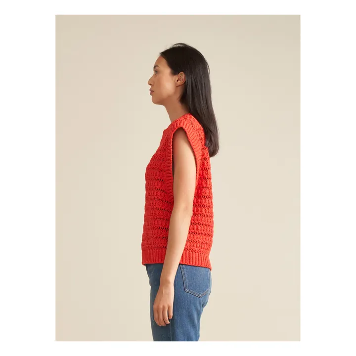 Aiten Organic Cotton Sweater - Women’s Collection | Rouge coquelicot- Product image n°3
