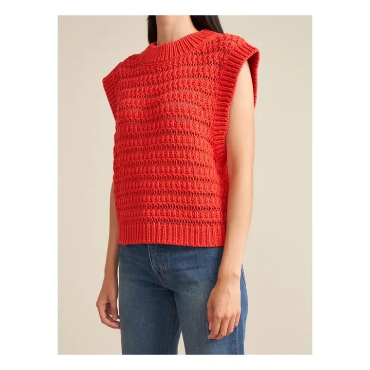 Aiten Organic Cotton Sweater - Women’s Collection | Rouge coquelicot- Product image n°4