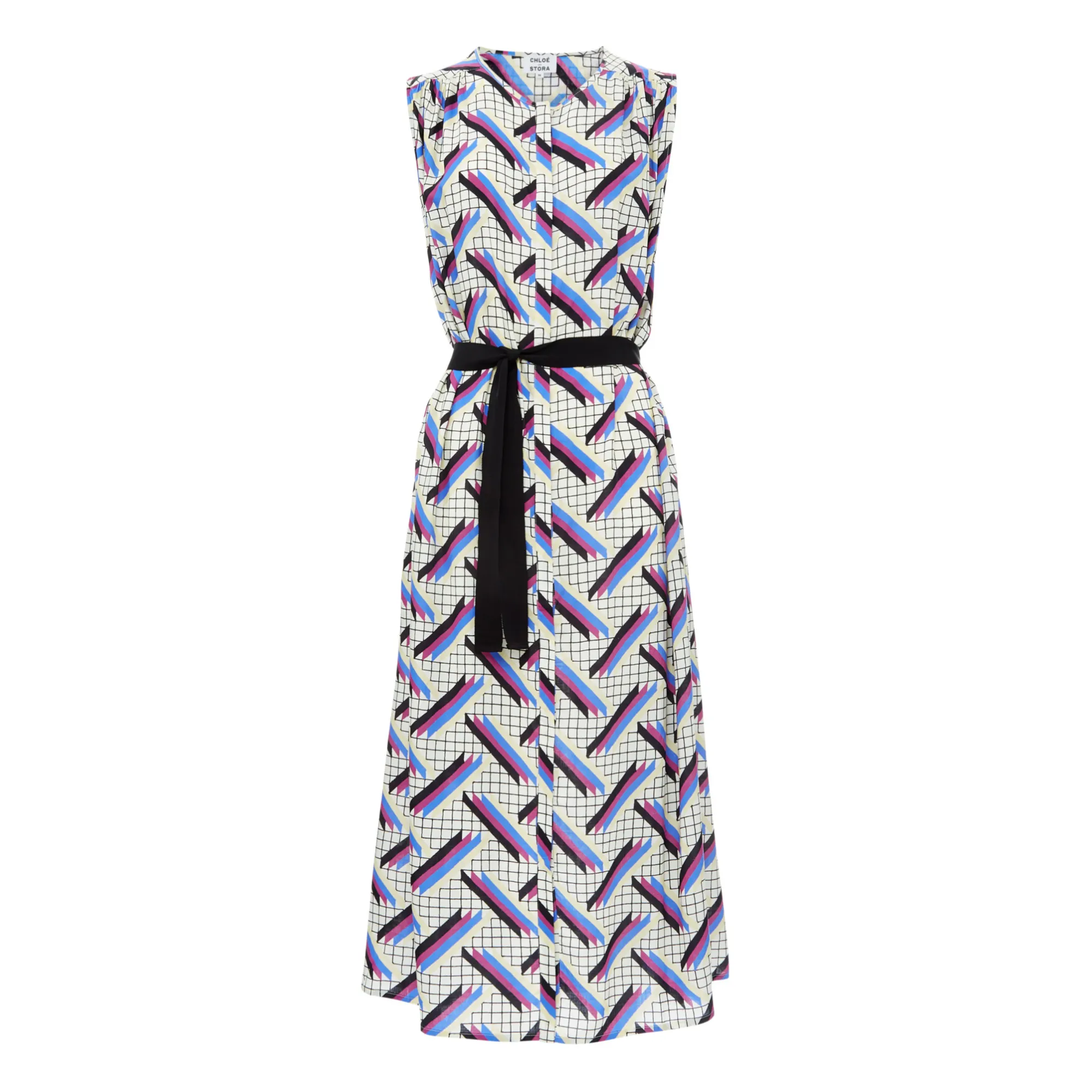 Chloé Stora White Naomie 4 Stripe Print Dress