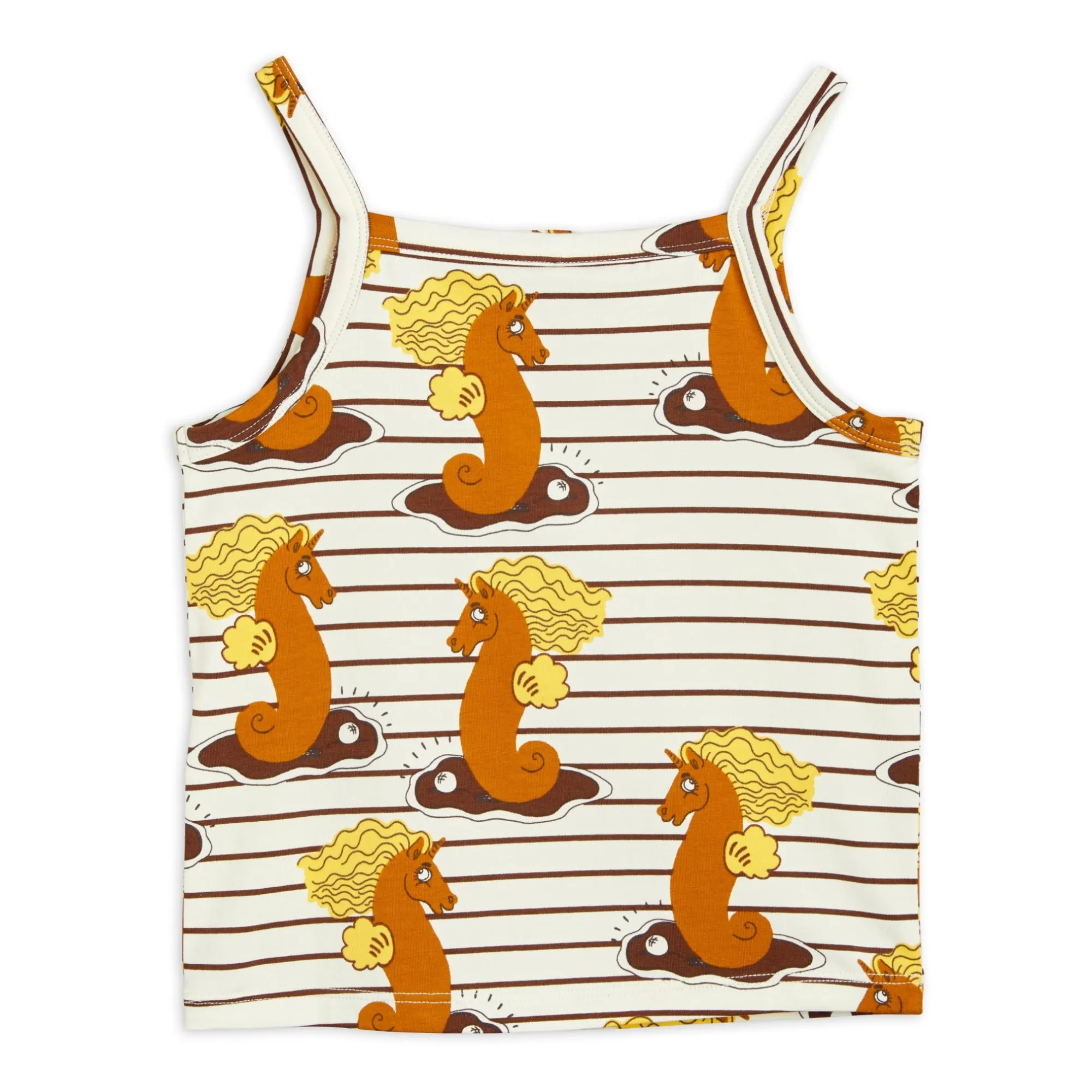 Mini Rodini Unisex Brown Organic Cotton Seahorse Tank Top