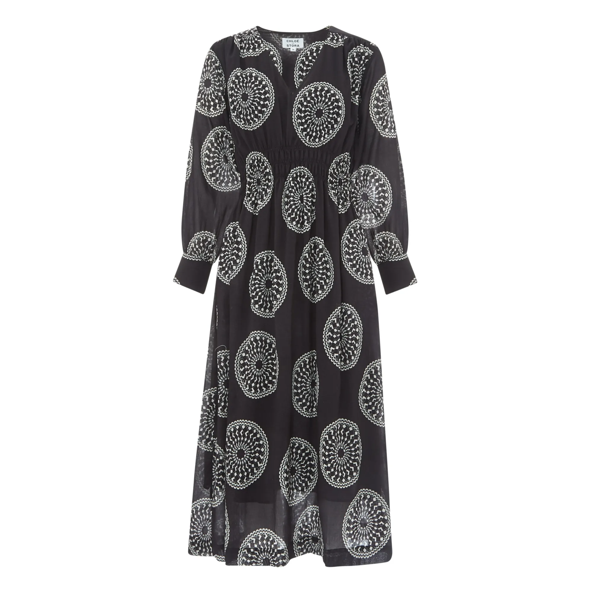 Chloé Stora Black Miranda Print Cotton Crepe Dress
