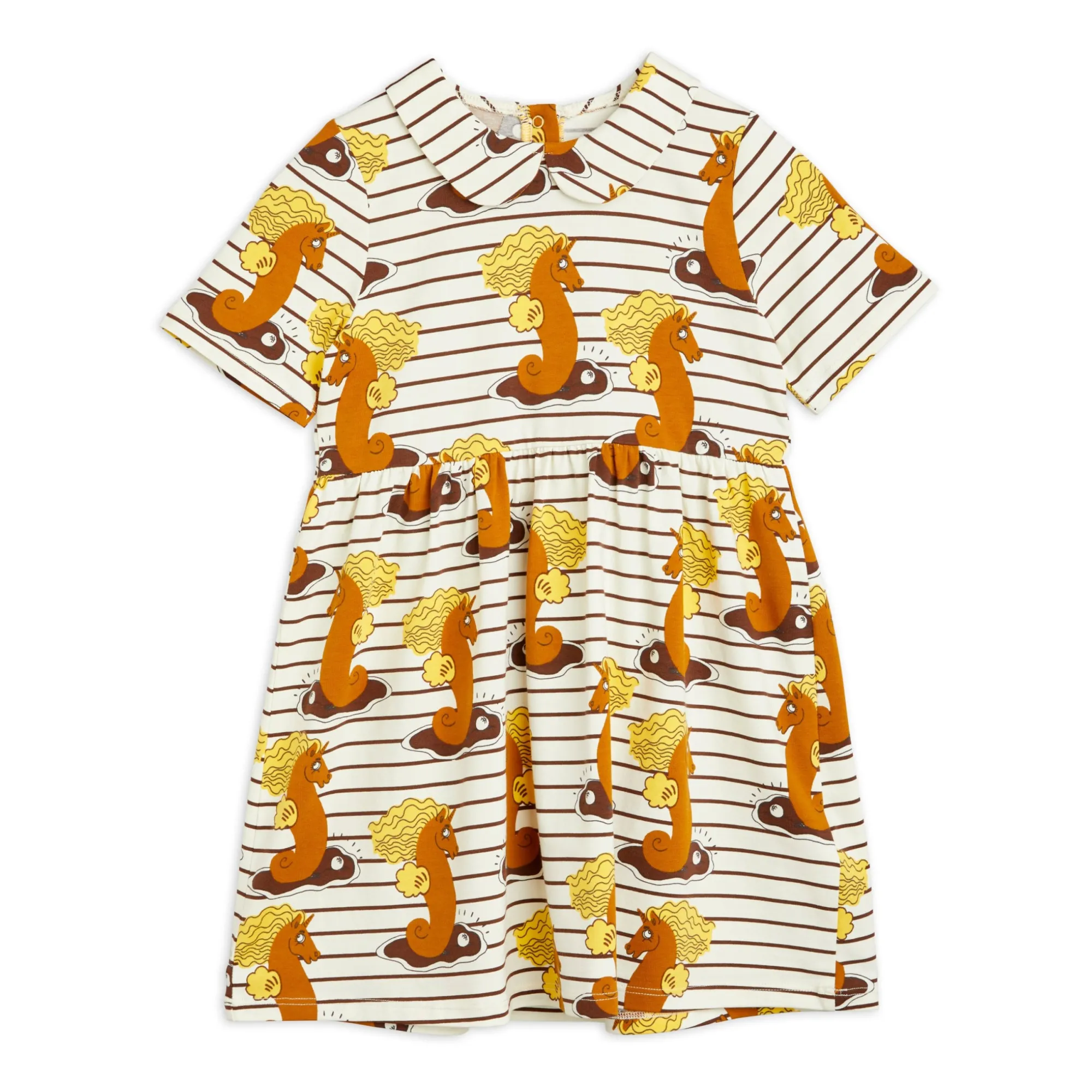 Mini Rodini Ecru Unicorn Organic Cotton Seahorse Dress
