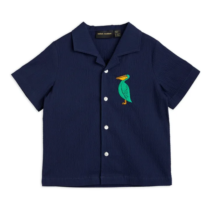 Camisa de algodón orgánico tejido Pelícano | Azul Marino- Imagen del producto n°0
