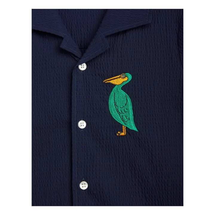 Camisa de algodón orgánico tejido Pelícano | Azul Marino- Imagen del producto n°2