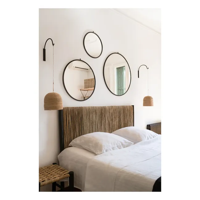 Palm Leaf and Raw Wood Headboard | Black