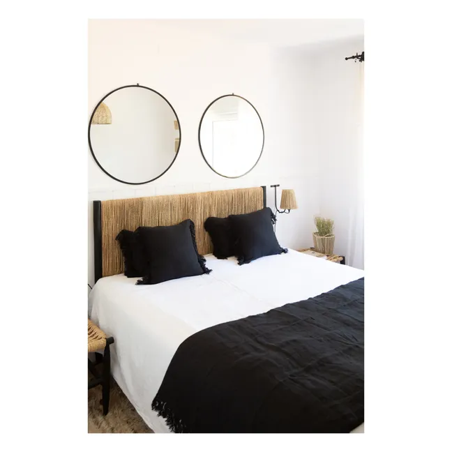 Palm Leaf and Raw Wood Headboard | Black