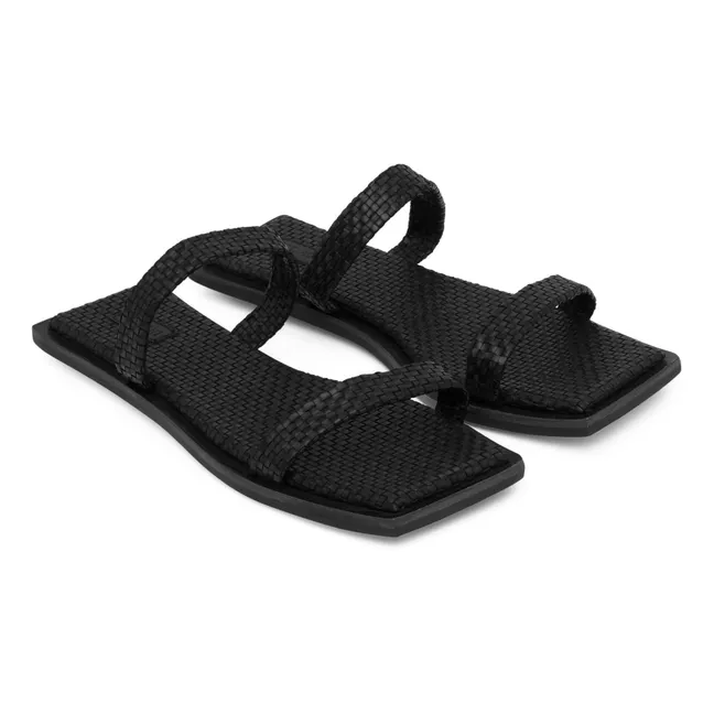 Strappy Braided Sandals | Black