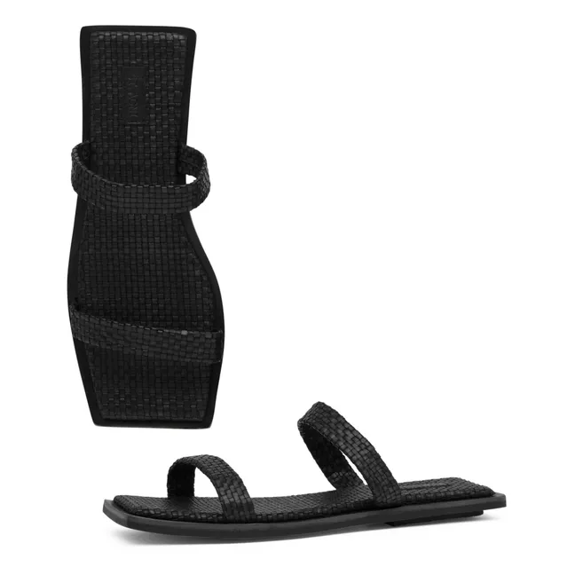 Strappy Braided Sandals | Black