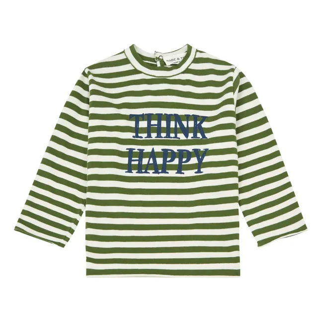 Camiseta de rayas Think Happy | Verde