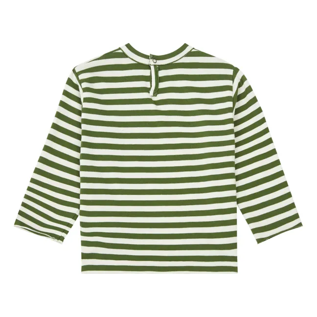 T-Shirt a righe, modello: Think Happy | Verde