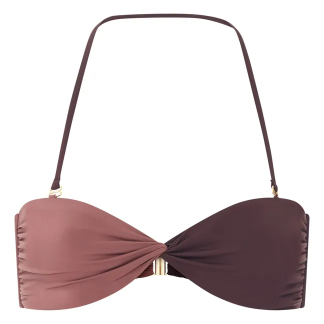 Maillot de bain bandeau noué Bicolore | Chocolat