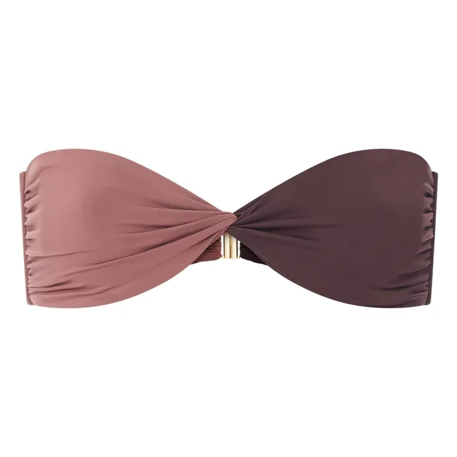 Maillot de bain bandeau noué Bicolore | Chocolat