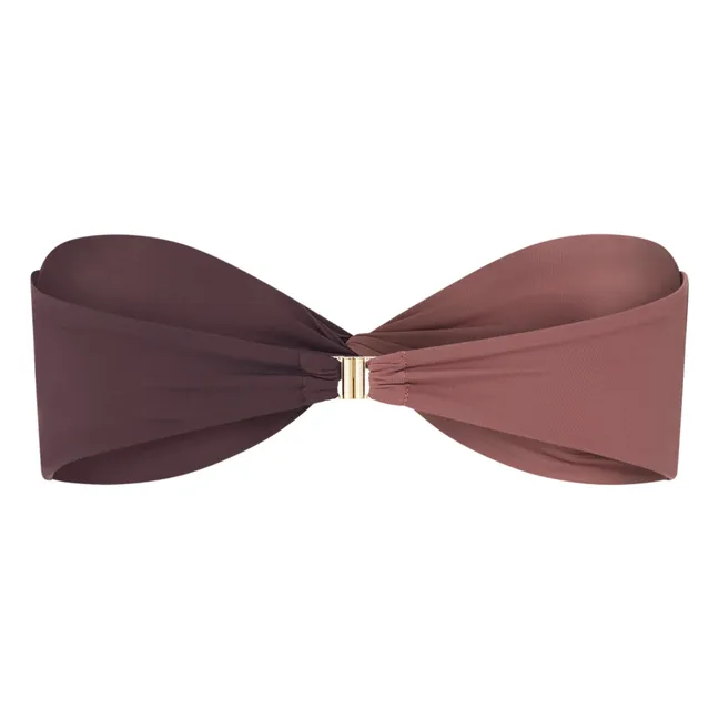 Maillot de bain bandeau noué Bicolore | Chocolat