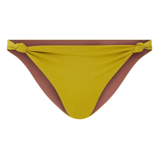 Slip bikini bicolore reversibile da annodare | Verde pistacchio