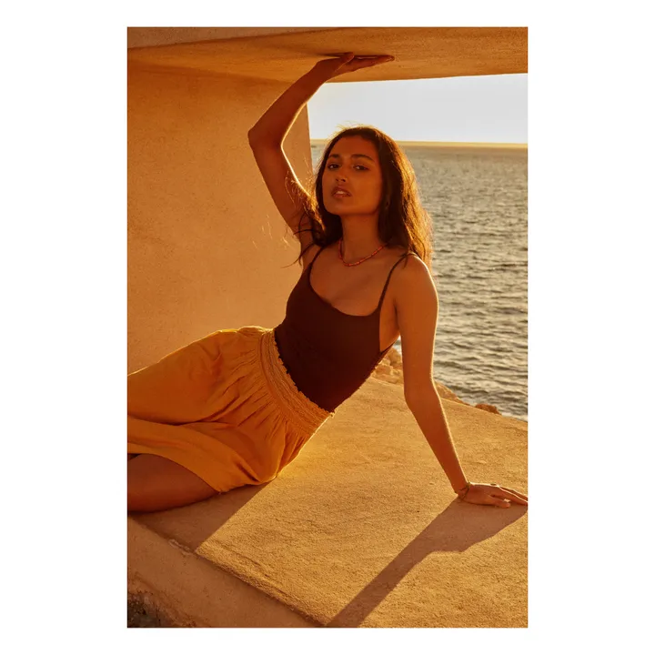 Maillot de bain une pièce froncé | Chocolat- Image produit n°1