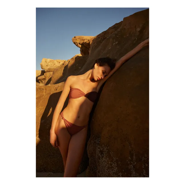 Bas de Maillot de bain bandeau noué Bicolore Réversible | Chocolat