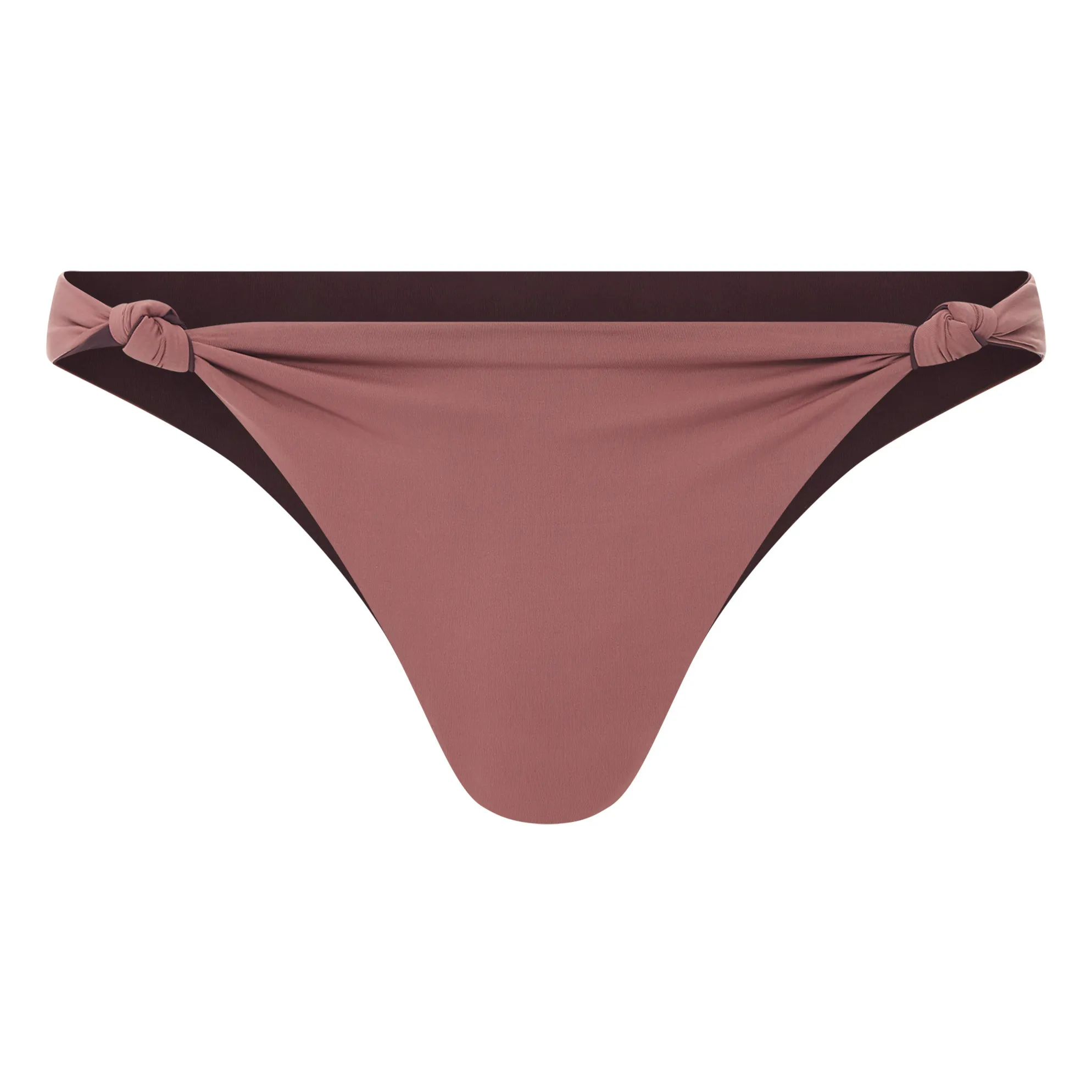 Alma Deia Chocolate Reversible Two-Tone Tie-Up Bikini Bottom