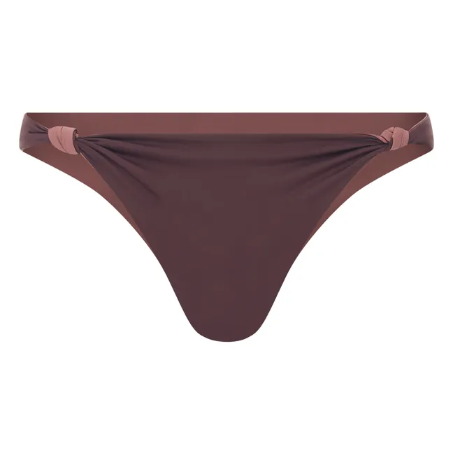 Bas de Maillot de bain bandeau noué Bicolore Réversible | Chocolat