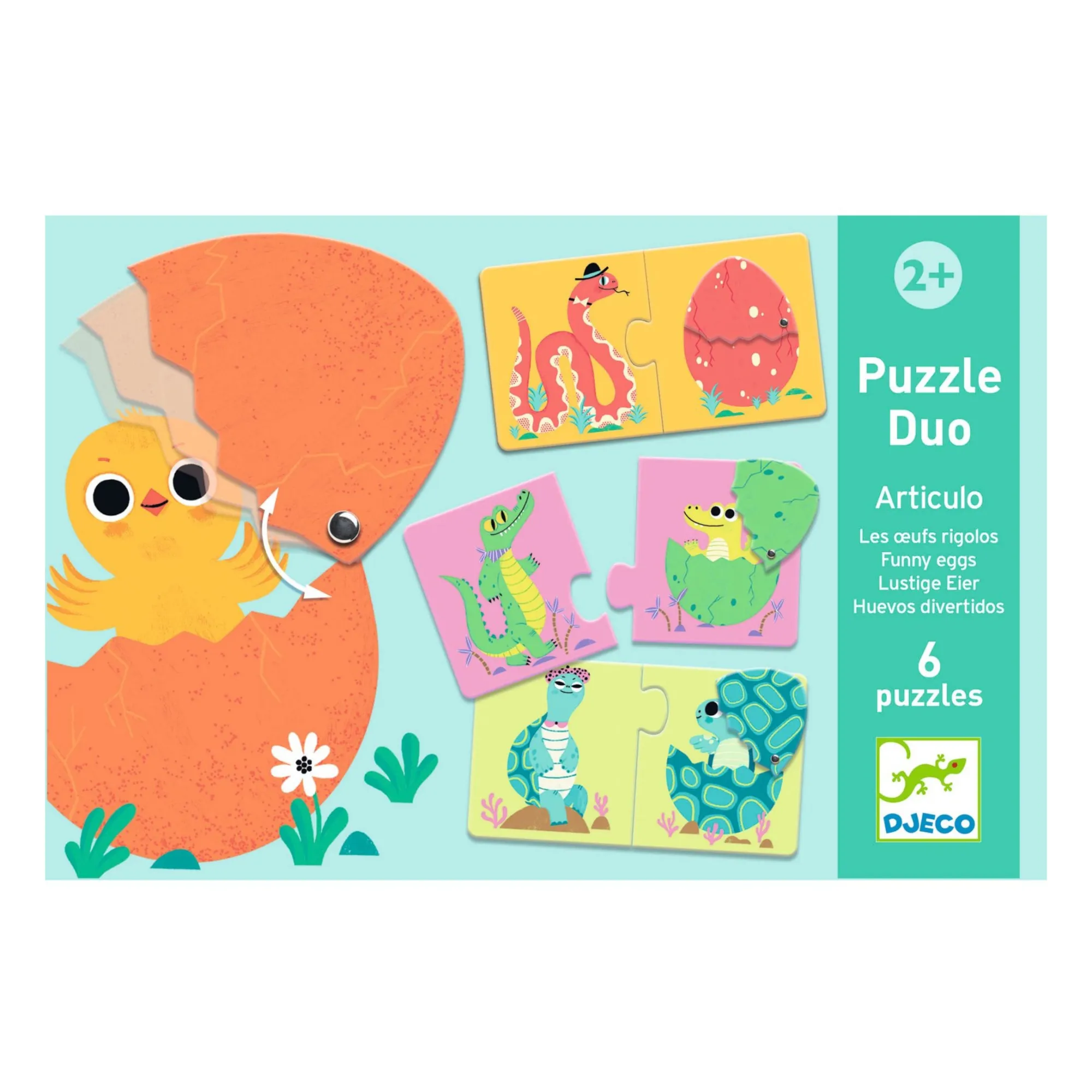 Djeco Multicoloured Funny Eggs Duo-Trio Puzzles