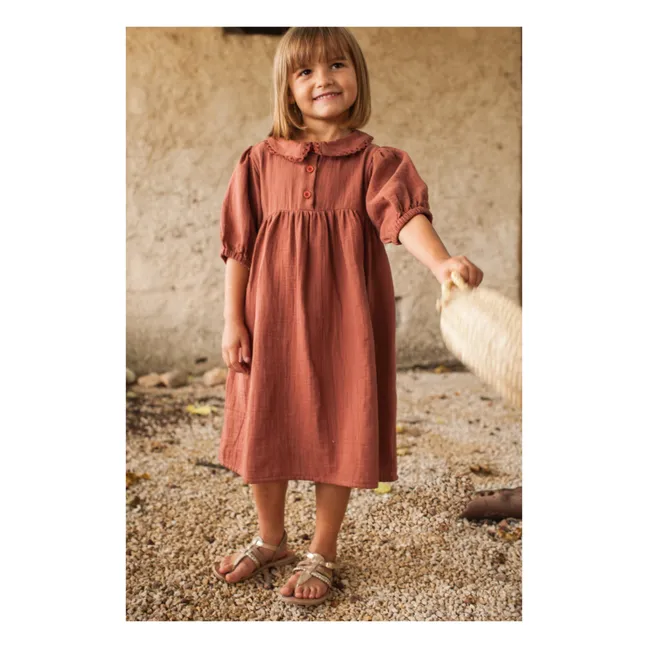 Vestido de gasa de algodón Berry | Terracotta
