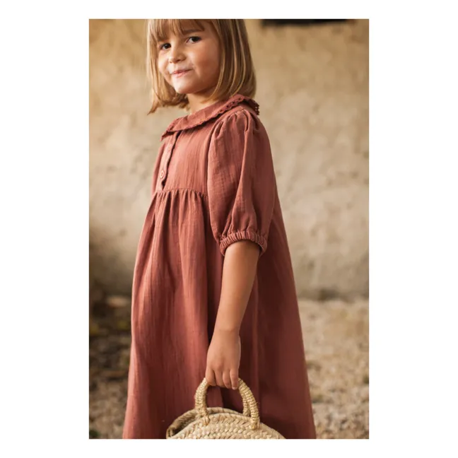 Vestido de gasa de algodón Berry | Terracotta