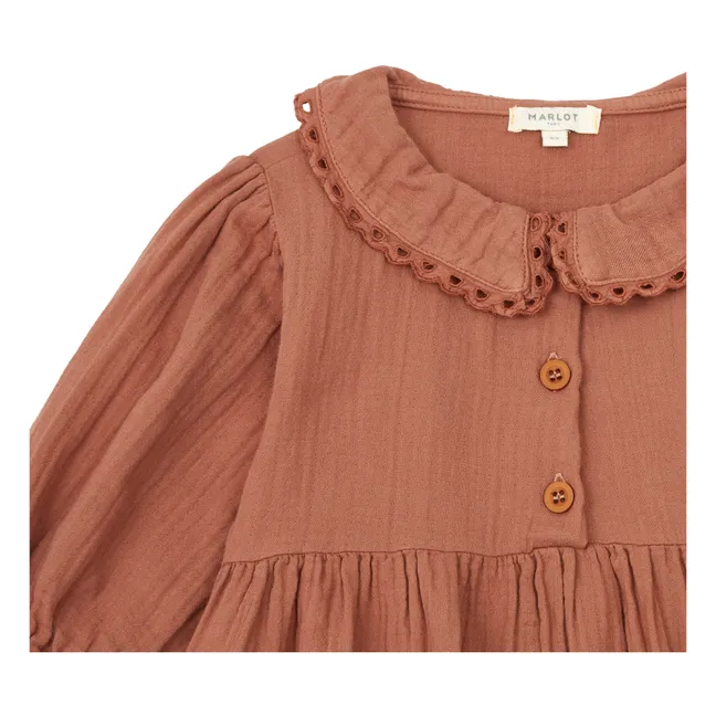 Vestido de gasa de algodón Berry | Terracotta