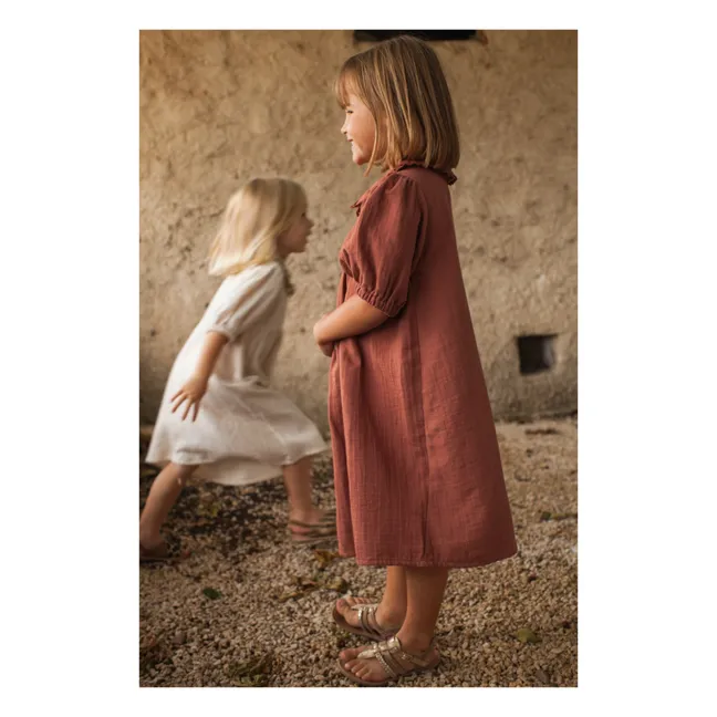 Vestido de gasa de algodón Berry | Terracotta