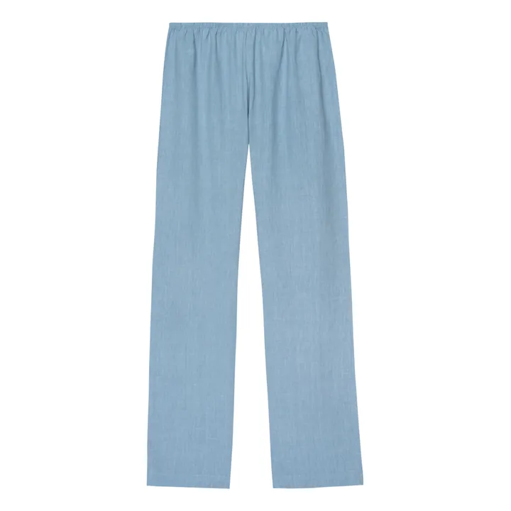 Pantaloni elasticizzati in lino | Azzurro- Immagine del prodotto n°0