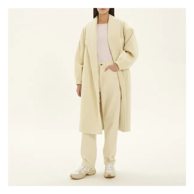Cappotto con cintura in lana Karabay | Ecru