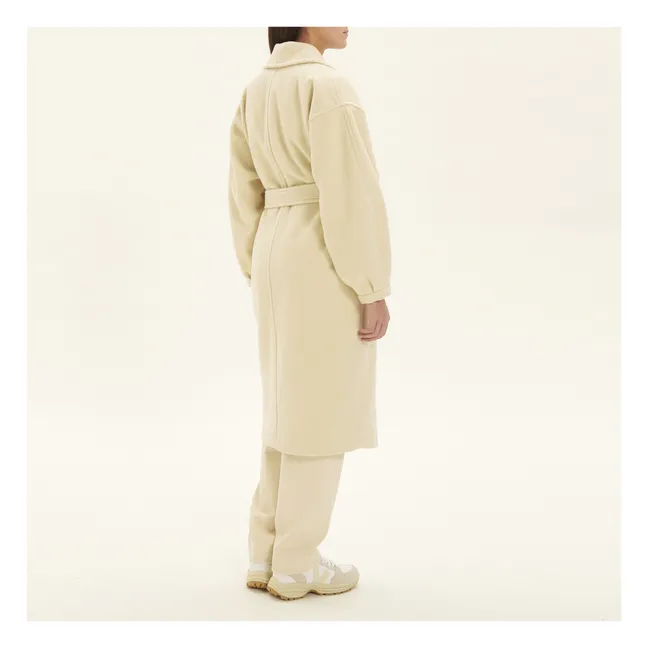 Cappotto con cintura in lana Karabay | Ecru