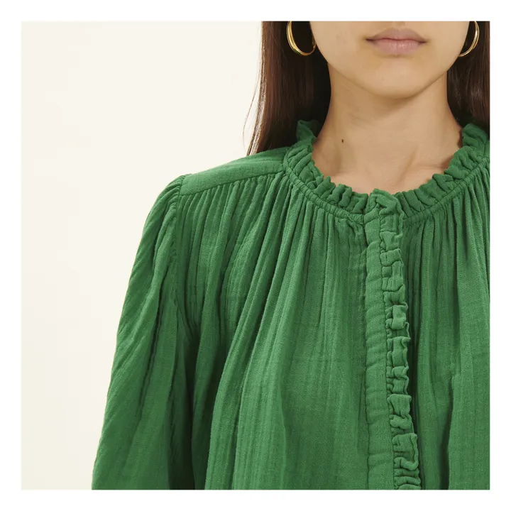 Blusa Seville gasa de algodón | Verde- Imagen del producto n°4
