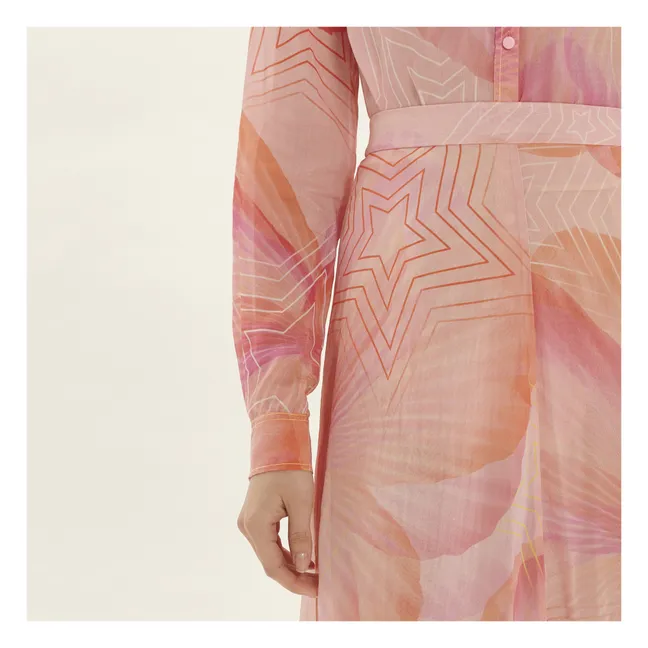 Jupe "Dream" Imprimée Chiffon de Soie | Rose