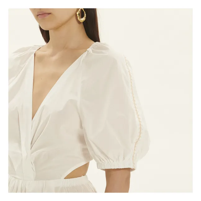Robe Cut Out Brodée Popeline de Coton | Blanc