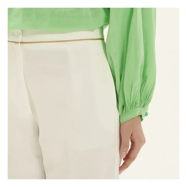 Pantalon Cigarette Coton et Lin | Blanc