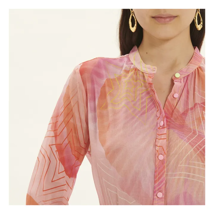 Camisa de seda y algodón estampada "Dream | Rosa- Imagen del producto n°4