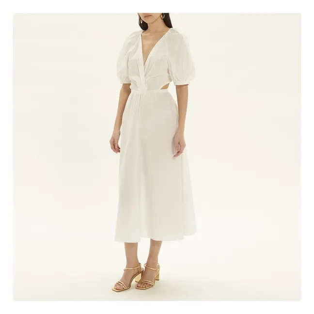 Robe Cut Out Brodée Popeline de Coton | Blanc