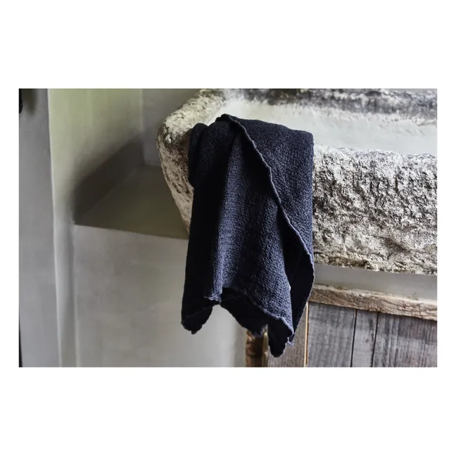 Asciugamano da bagno, in lino goffrato | Nero carbone