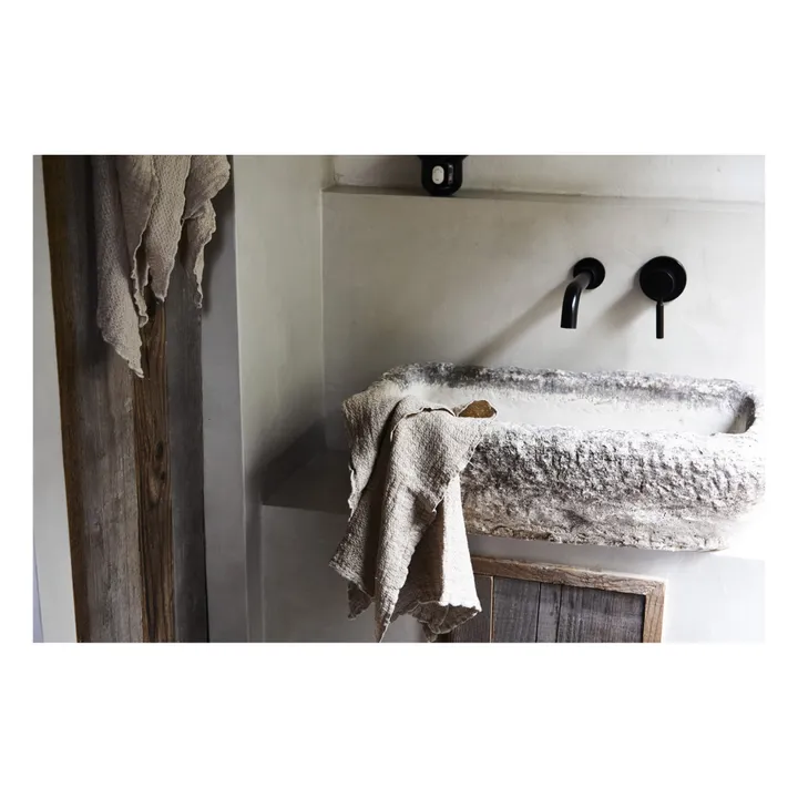 Asciugamano da bagno, in lino goffrato | Marrone scuro- Immagine del prodotto n°1