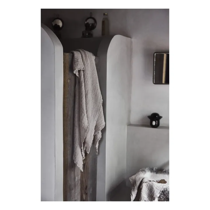 Asciugamano da bagno, in lino goffrato | Marrone scuro- Immagine del prodotto n°5